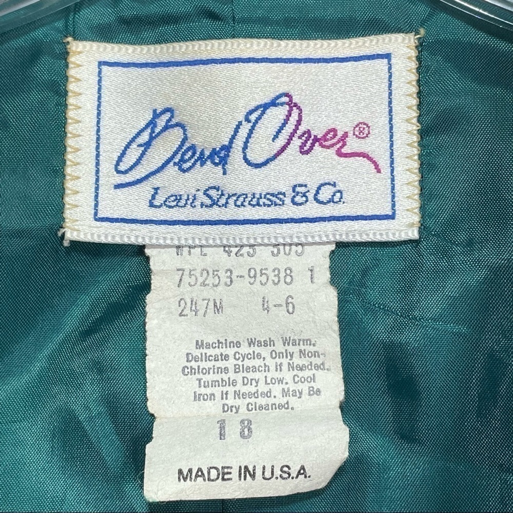 Vintage 70’s Levi Strauss & Co Bend Over Womens Green Polyester Blazer Size 18 - Picture 3 of 8